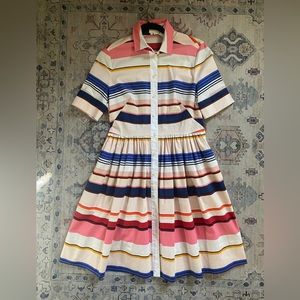 Kate Spade Dress Size 6 - Multicolor stripe collared button up dress
